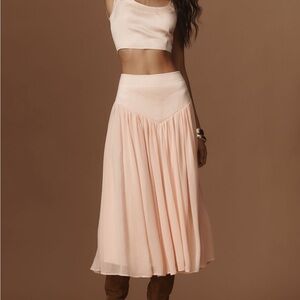 Anthropologie Peach Crop Top and Midi Skirt